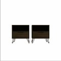 Designed To Furnish Rockefeller 1-Drawer Brown Nightstand, 21.65 x 20.08 x 17.62 in., 2PK DE2616465